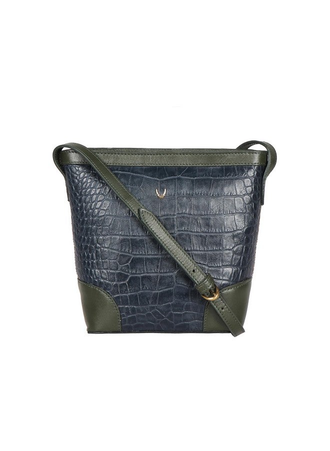 Hidesign Womens Leather Sling Bag- M Blue Emer - Image 1
