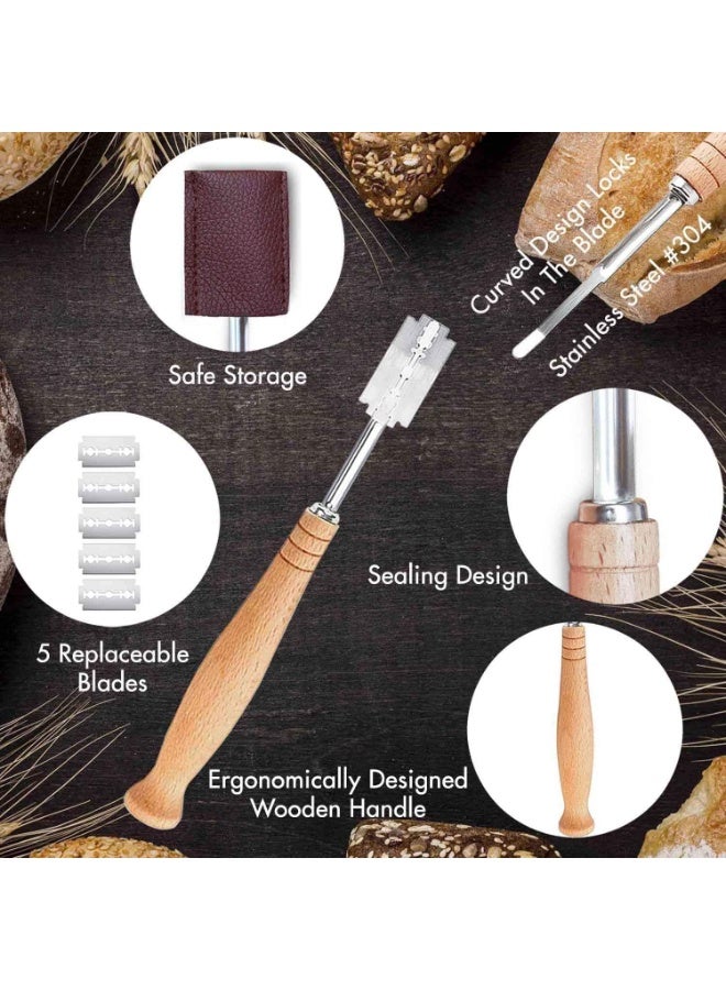 Bread Scraper, Stainless Steel Cutter Set, Bread Bakers Cutter, Slashing Tool Dough, with Double Edged Blades, Easy to Use, Smooth Cuts, for DIY Cake, Mousse, Donuts, Fondant - Image 2