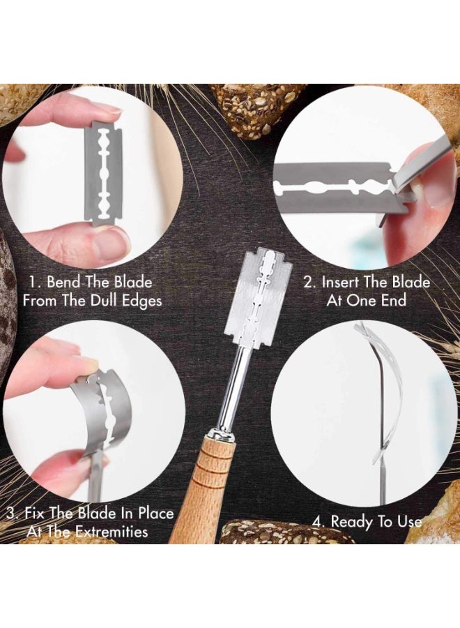 Bread Scraper, Stainless Steel Cutter Set, Bread Bakers Cutter, Slashing Tool Dough, with Double Edged Blades, Easy to Use, Smooth Cuts, for DIY Cake, Mousse, Donuts, Fondant - Image 4