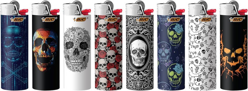 Bic ولاعة جيب ماكسي من سلسلة جماجم - إصدار خاص، رائعة لإشعال الشموع، مجموعة من 8 ولاعات - Image 3