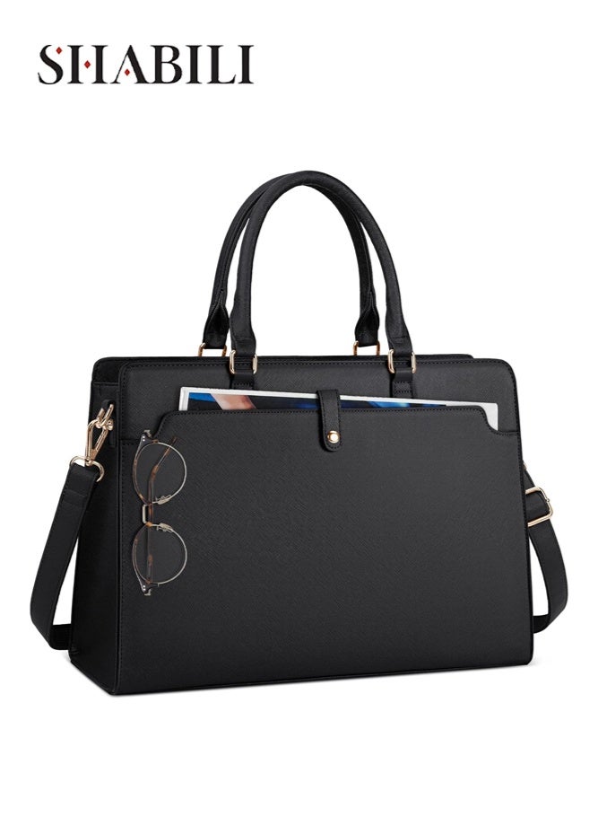 شبيلي حقيبة حمل كبيرة الحجم وخفيفة الوزن من الجلد الصناعي للنساء، حقيبة كتف وحقيبة كروس نسائية مقاس 15.6 بوصة مع جيب مغناطيسي وحزام قابل للفصل، حقيبة عمل وسفر وحقيبة مكتب - Image 1