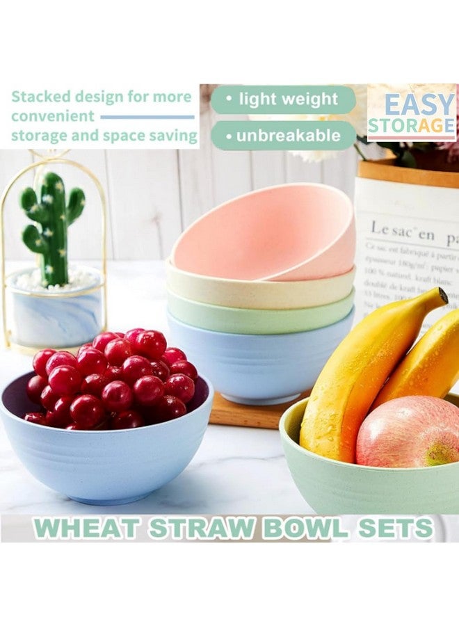 LRUUIDDE Unbreakable Cereal Bowls 24 oz - Reusable Wheat Straw Bowl - Dishwasher -Microwave Safe - Bamboo Kids Bowls Set, Soup Salad Rice Oatmeal Desserts- BPA Free, Eco-Friendly - Image 2