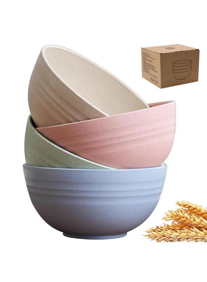 LRUUIDDE Unbreakable Cereal Bowls 24 oz - Reusable Wheat Straw Bowl - Dishwasher -Microwave Safe - Bamboo Kids Bowls Set, Soup Salad Rice Oatmeal Desserts- BPA Free, Eco-Friendly - Image 1