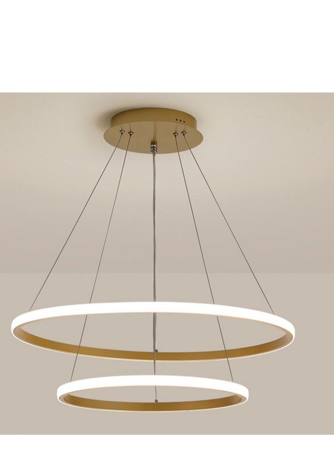 Goeco - Gold Pendant Ceiling Lamp, LED Dining Room Lamps,2 Rings Φ 40+20cm, For Hanging Lamp Living Room - Image 1