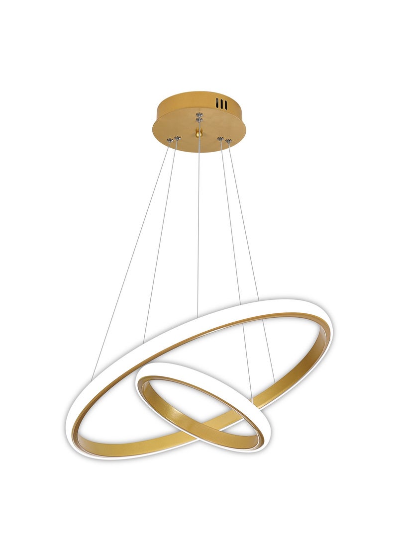 Goeco - Gold Pendant Ceiling Lamp, LED Dining Room Lamps,2 Rings Φ 40+20cm, For Hanging Lamp Living Room - Image 1