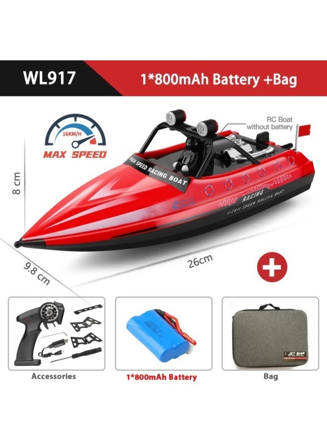WL917 Remote Control Boat High-speed Speedboat Children's Water Electric Waterproof Boat Ship Turbine Jet Boat Toy-Color:Red-Specifications:Single Battery  - Image 1