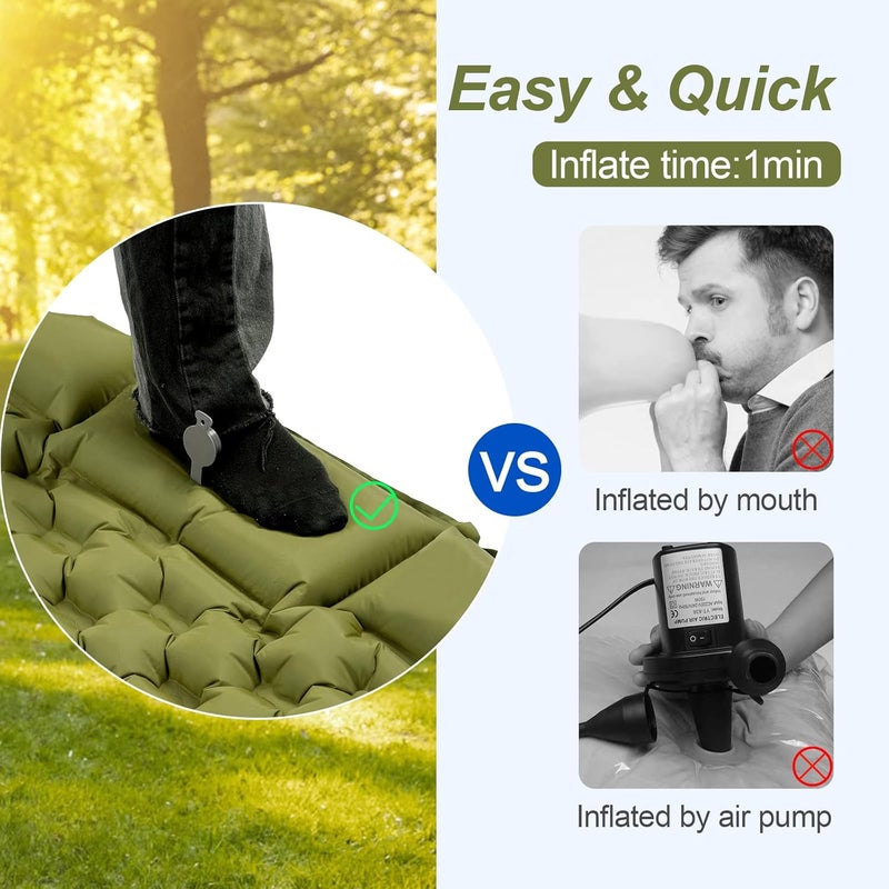 Night Cat Inflatable Sleeping Pad Mat Bed with Pillow and Air Bag for Camping, Backpacking Hiking; Ultra-Light, Compact, Comfortable, 75"x26" - Image 2