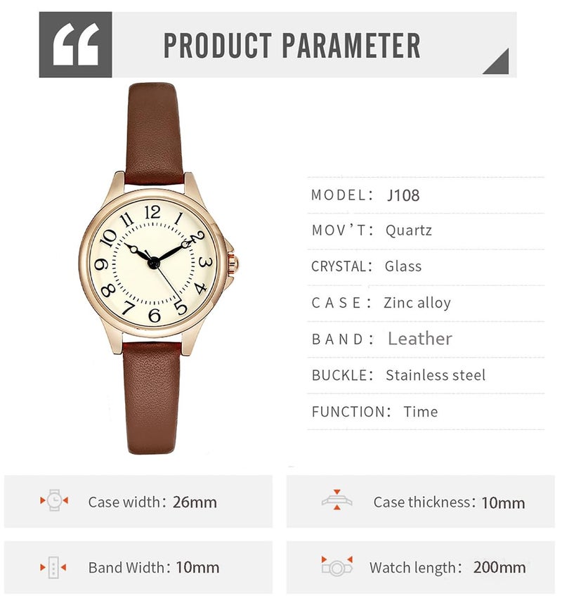 BESTKANG Women's Fashion Leather Strap Watch Easy - Read Dial Casual Quartz Wristwatch Waterproof Watch Women's Small Wrist Watch (Pink) - Image 5