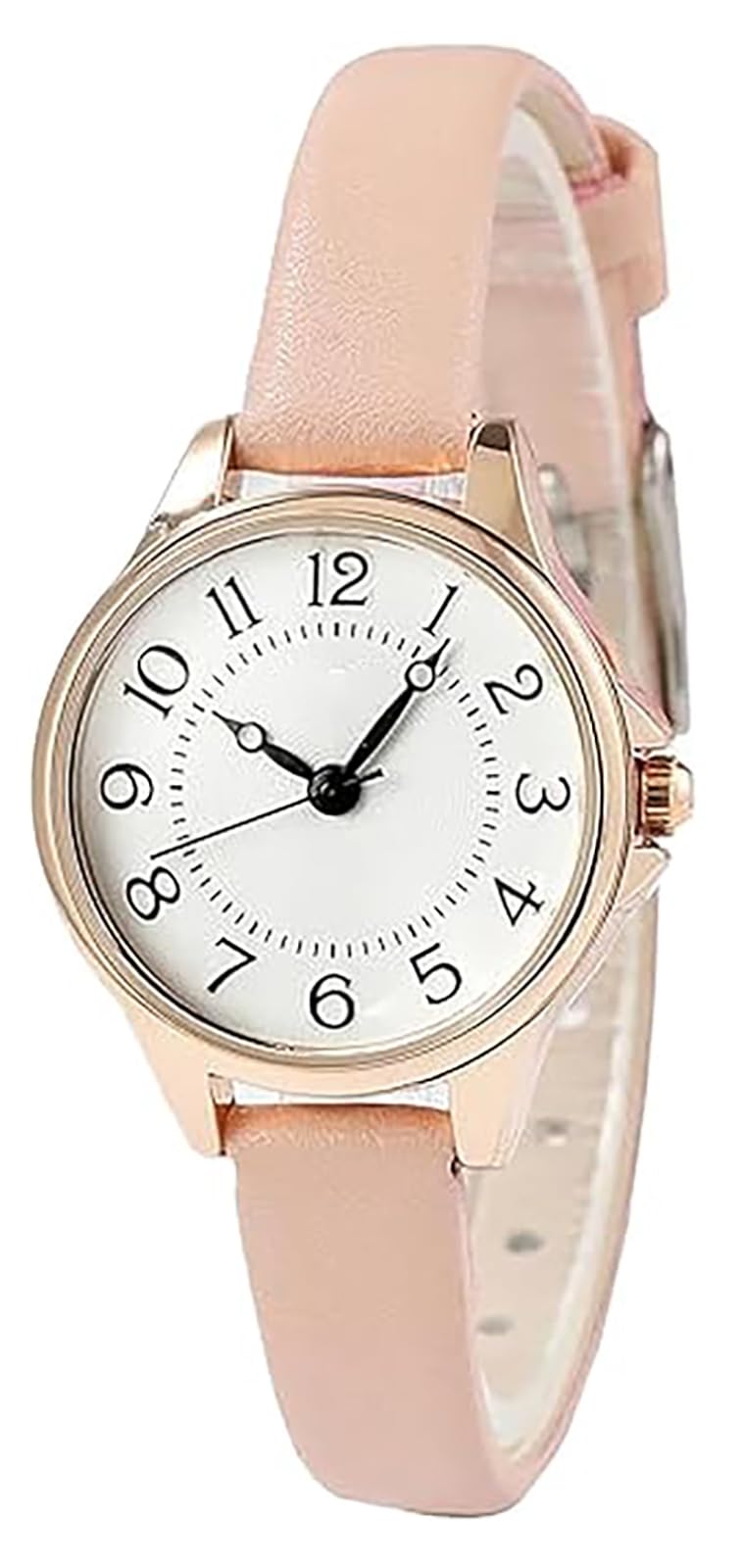 BESTKANG Women's Fashion Leather Strap Watch Easy - Read Dial Casual Quartz Wristwatch Waterproof Watch Women's Small Wrist Watch (Pink) - Image 1
