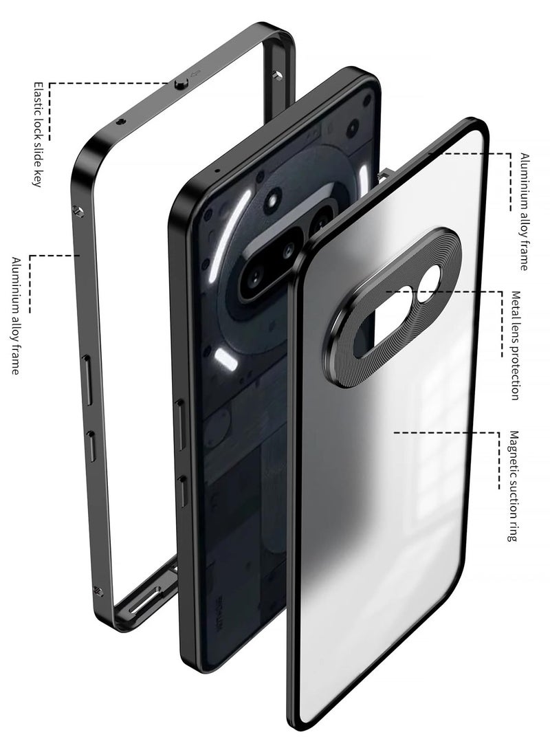 general Metal Frame Case Compatible with Nothing Phone 3A (2025), Elastic Buckle Frosted Backboard and PC Backboard Metal Frame, Anti Shock and Anti Fall Cover for Nothing Phone 3A - Image 2