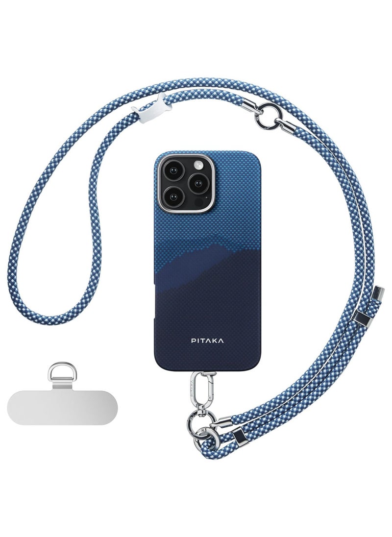 PITAKA pitaka 1 to 3 Phone Strap , Adjustable Phone Strap with 3 Wearing Styles,Multifuctional Phone Strap Crossbody, Phone Wrist Strap, and Phone Neck Lanyard - Ocean Blue  - Image 1