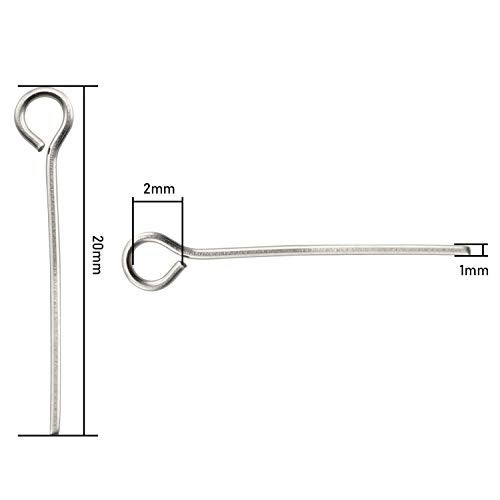 Tegg Eye Pin 200PCS 0.8inch/20mm 304 Stainless Steel Open Eyepins Headpins for Jewelry Necklace Making - Image 4