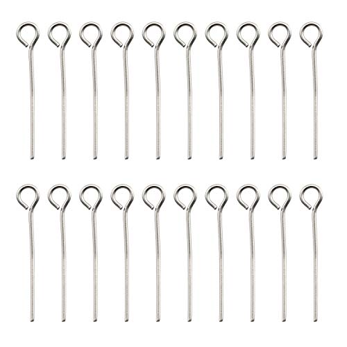 Tegg Eye Pin 200PCS 0.8inch/20mm 304 Stainless Steel Open Eyepins Headpins for Jewelry Necklace Making - Image 1