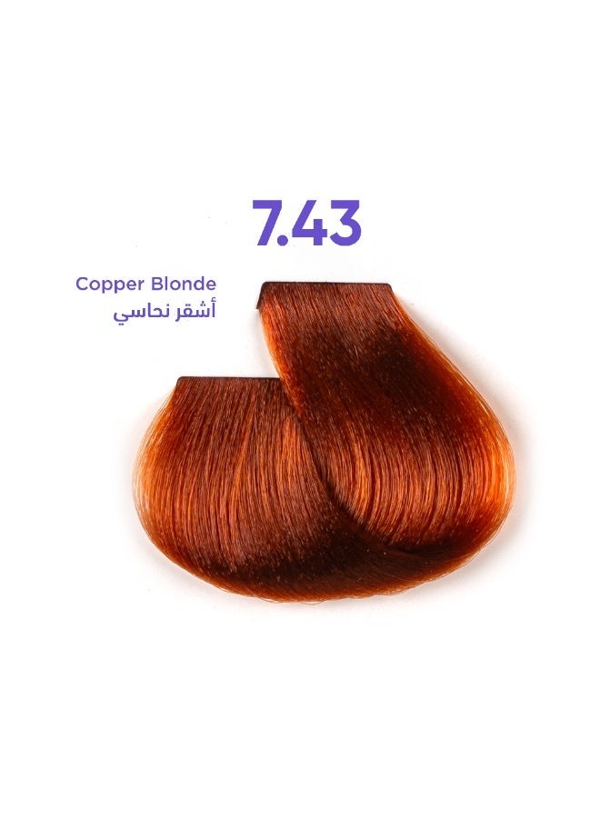 1B Hair Color Cream #7.43 Copper Blonde – Permanent Warm Blonde Hair Dye with Tress Tones Tyrosine Complex | 100ml | Vibrant Copper-Golden Pigment | Long-Lasting Color for Medium Blonde Hair - Image 1