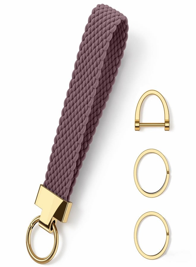 Tobfit Keychain Wristlet - Stretchy Braided Bracelet with Keyrings for Car Keys | Secure & Hands-Free for Women & Men, Smoky Purple - Image 1