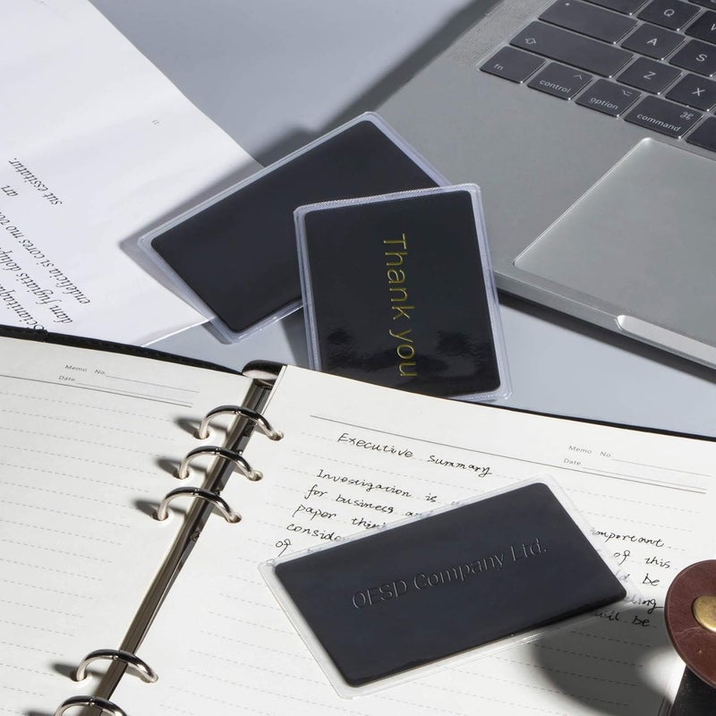 OESDLTD Thick Black Aluminum Metal Business Cards Anodized Aluminum 86 X 54 X 0.8mm 15 pcs Include Protector Sleeves(Frosted) - Image 5