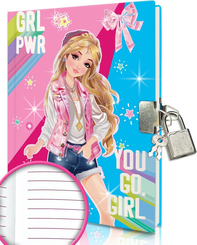 GINMLYDA Diary with Lock, 7x5.25 Inches 160 Lined Pages Secret Pink Notebook Journal with Lock School Writing Drawing - Image 1