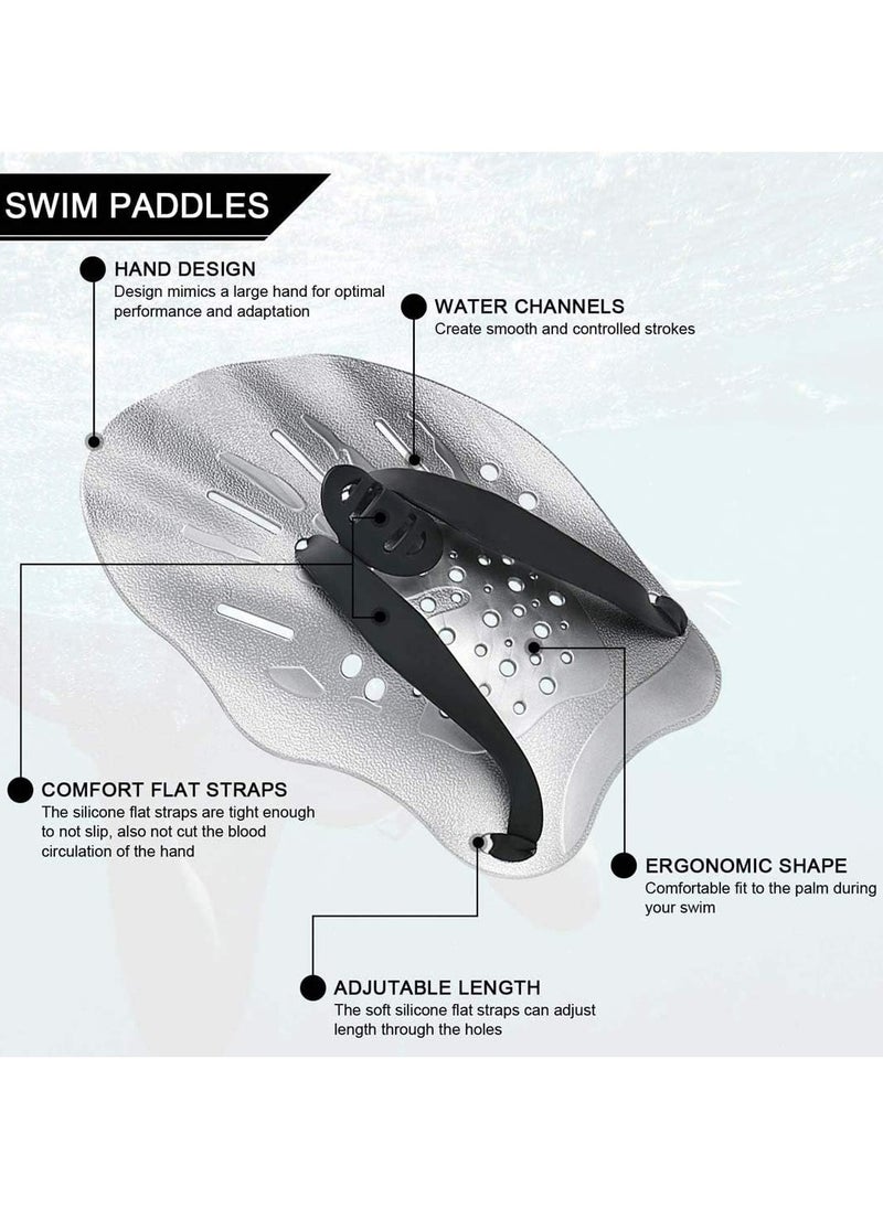 Swim Training Paddles Hand, Swim Paddles Hand with Adjustable Straps, Swimming Hand Paddles for Women, Men and Children, Professional Swimming Accessories (1 Pair)