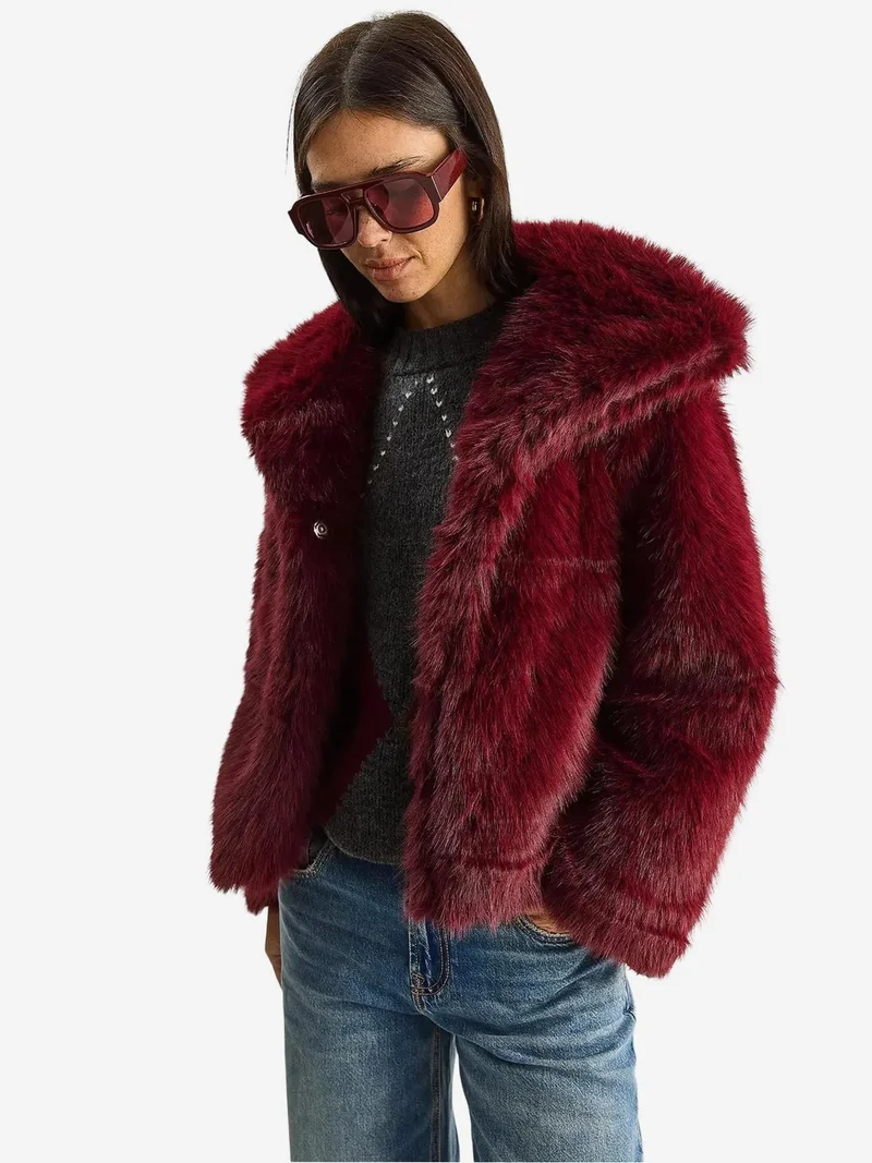 Bianco Lucci LUCCI Oversize Faux Fur Coat