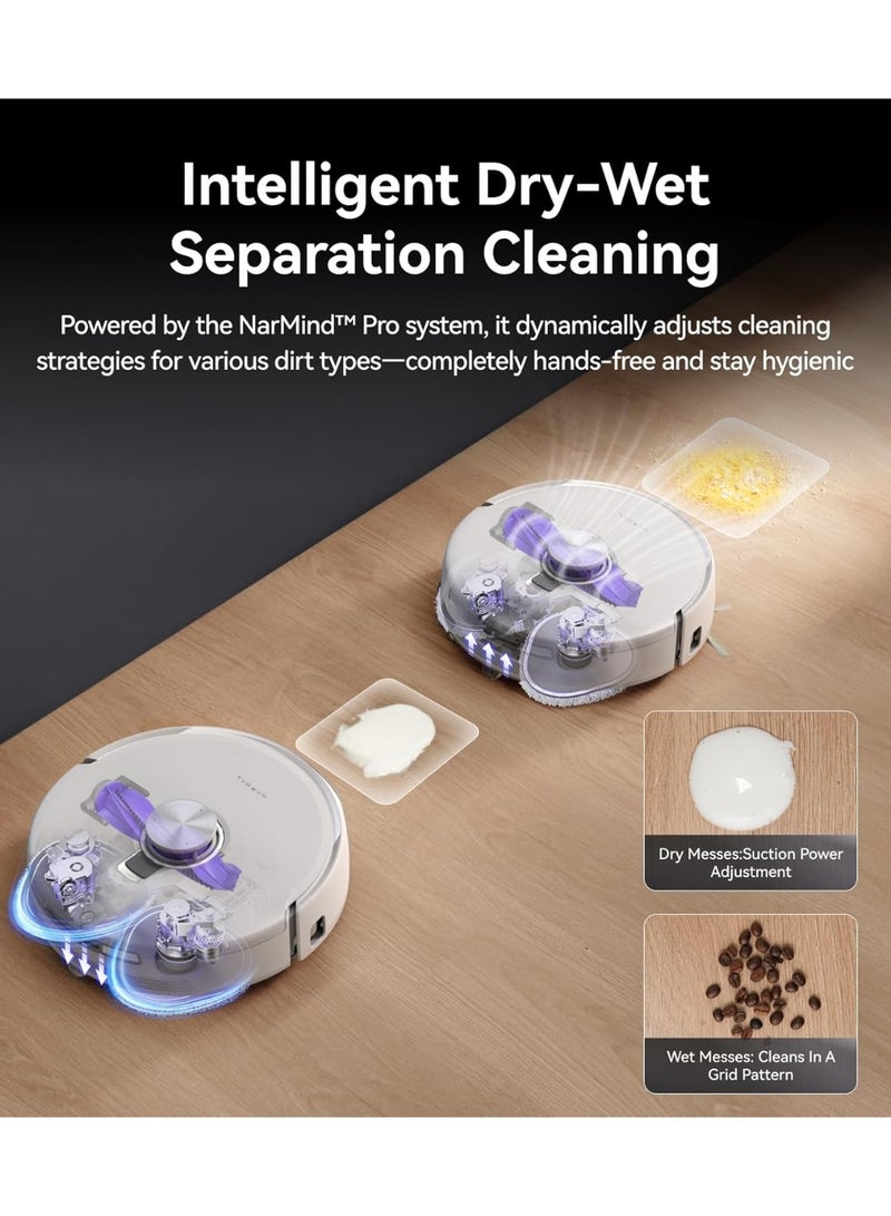 NARWAL مكنسة روبوت فريو Z10 ألترا مع وظيفة المسح، قوة شفط 18,000 با، توسيع ممسحة ديناميكي، نظام خالي من التشابك، تنظيف ذكي رطب/جاف، محطة قاعدة شاملة، فضي - Image 3