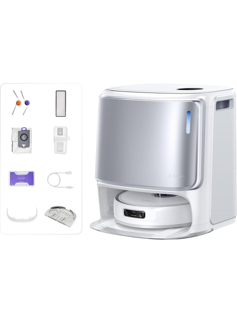 NARWAL مكنسة روبوت فريو Z10 ألترا مع وظيفة المسح، قوة شفط 18,000 با، توسيع ممسحة ديناميكي، نظام خالي من التشابك، تنظيف ذكي رطب/جاف، محطة قاعدة شاملة، فضي - Image 1