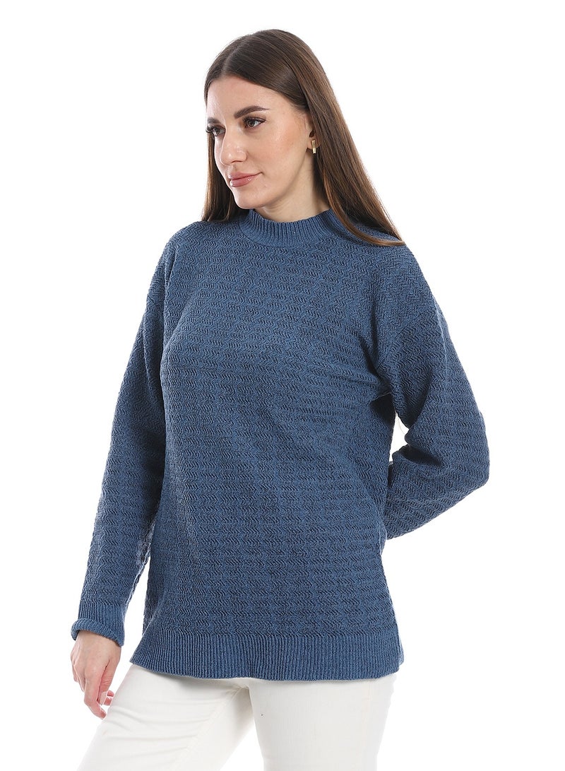 سيزار بلوفر صوف حريمي سادة نصف رقبة وتصميمات متعددة - Image 3