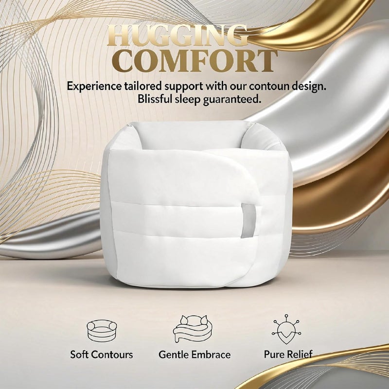 Grayish White Lumbar Support Pillow, Ergonomic Waist Pillow for Sleeping, Contoured 360° Hugging Design, Polyester & Foam Back Support for Side Sleepers - Image 3