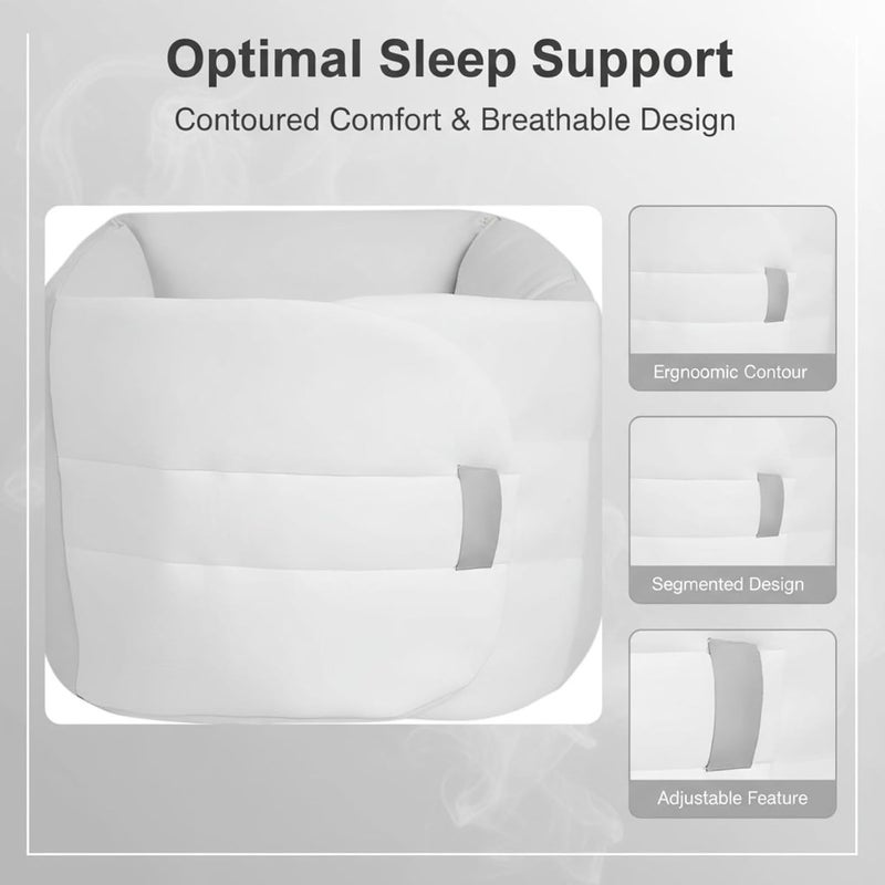 Grayish White Lumbar Support Pillow, Ergonomic Waist Pillow for Sleeping, Contoured 360° Hugging Design, Polyester & Foam Back Support for Side Sleepers - Image 4