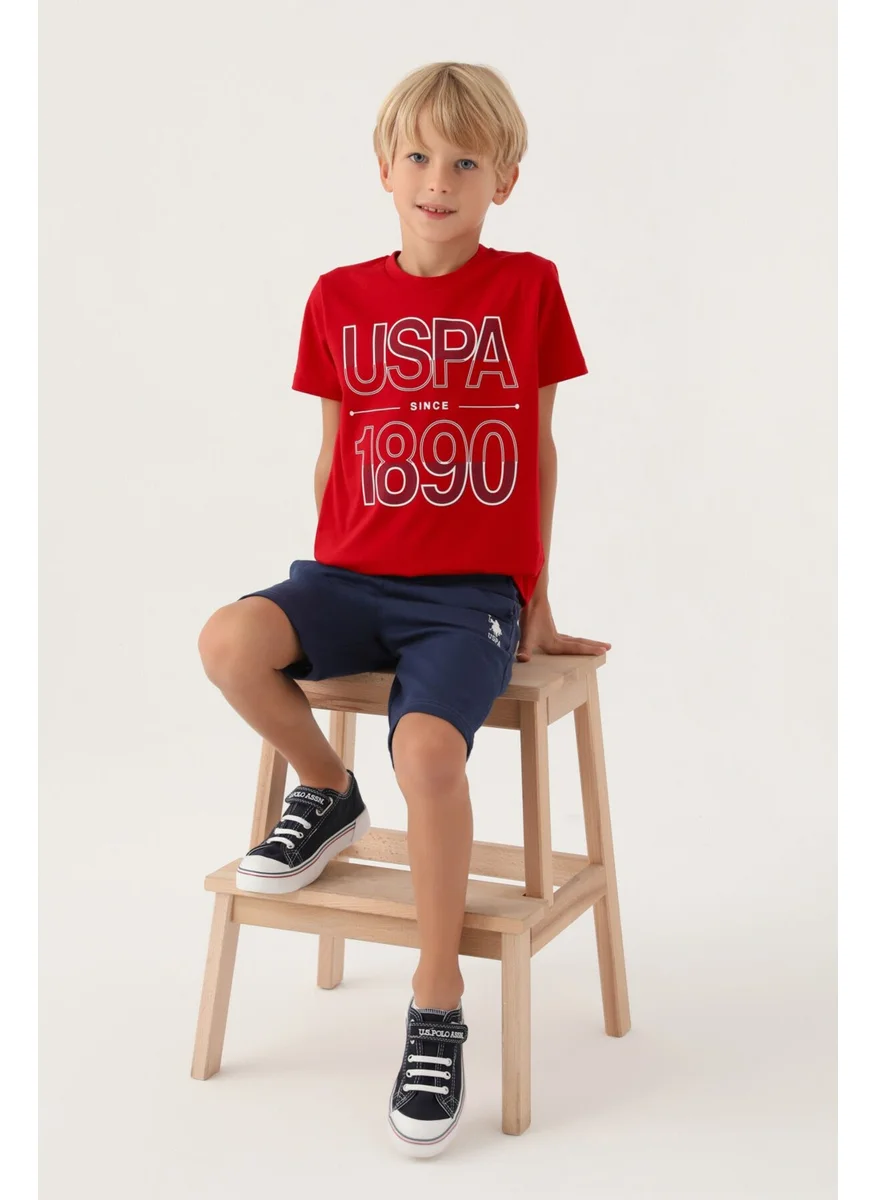 يو اس بولو اسن Licensed Compartmented Red Boys Bermuda Set