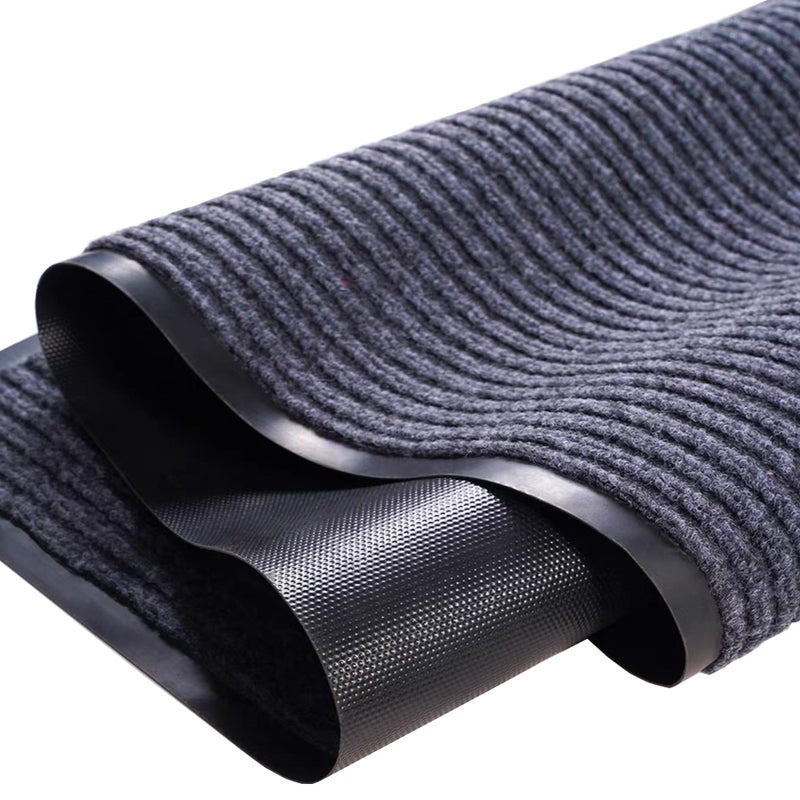 Front Door Mat 3 X 10 Heavy Duty Indoor Outdoor Entrance Doormat with NonSlip Back Commerical Entrance Mats Rubber Backed Runner Rugs for HallwayEntrywayHomeHigh Traffic Area Grey
