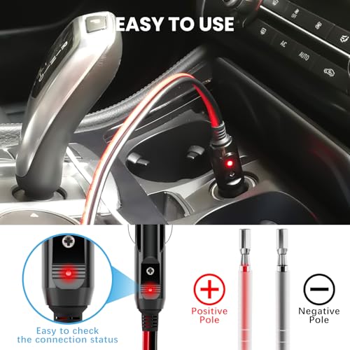 YONHAN Cigarette Lighter Male Plug 12V Fused Replacement 2 Pack, Male Cigarette Lighter Plug Adapter with Leads & LED Light, 12v Plug Connector Socket 1FT 16AWG Extension Cable with 15A Fuse - Image 5