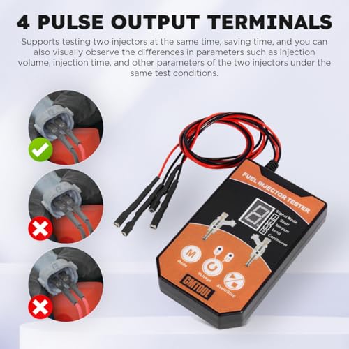 CMTOOL Fuel Injector Tester and Cleaner Tool Kit, Upgraded 6 Cleaning Adapters & 8 Pulse Modes, DIY Tool, Car Fuel Injector Cleaner Kit, 5V/12V Output Voltage Level - Image 5