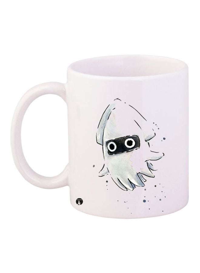 RYN Cartoon Printed Ceramic Coffee Mug White/Black 11ounce
