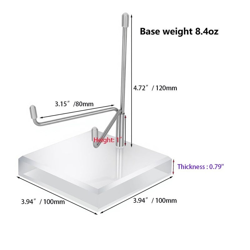 CDFZJC 4 x 4 x 5.5 Inch Large Crystal Holder Acrylic Display Stands with Adjustable Metal Arm Rock Show Solid Riser Clear Block for Showcasing Geodes Mineral Specimens Amethyst Stone Easel Collectibles - Image 4