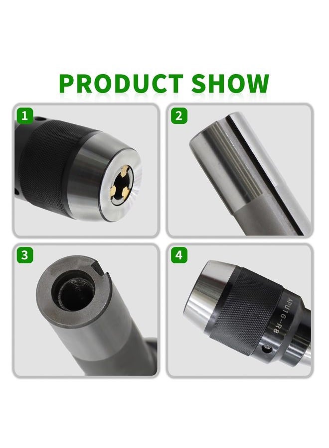 Yunnergo 1/8"-5/8" Keyless Heavy Duty Drill Chuck 1/64"-1/2", Special Titanium Jaws, with Integrated Shank, R8 Shank, MT3 Shank, MT2 Shank (1/8"-5/8",R8 shank) - Image 4