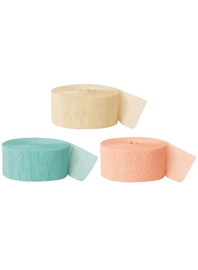 Flamingo 3-Piece Crepe Paper Streamer Hanging Roll Decoration 2 Inch×60 Feet Assorted Colour - Image 1