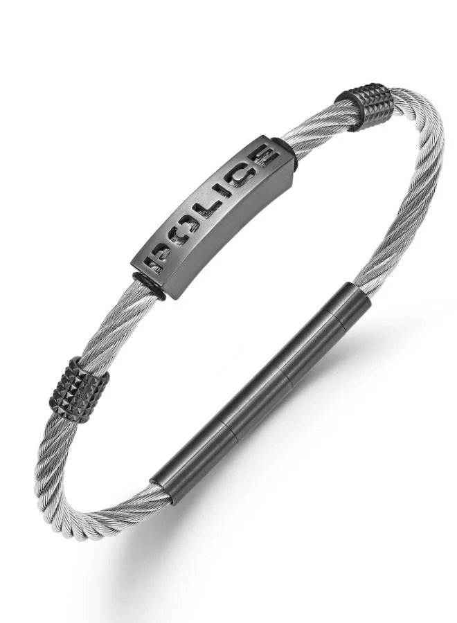POLICE Quadro Silver/Grey Metal Stainless Steel Gents Bracelet