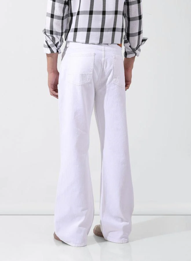 The Indian Garage Co Men Loose Fit Solid Scoop Pocket Mid-Rise Jeans