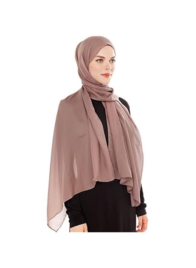 Arabest Dark Taupe Chiffon Hijab Scarf Women Muslim Headscarf Fashion Shawl - Image 1
