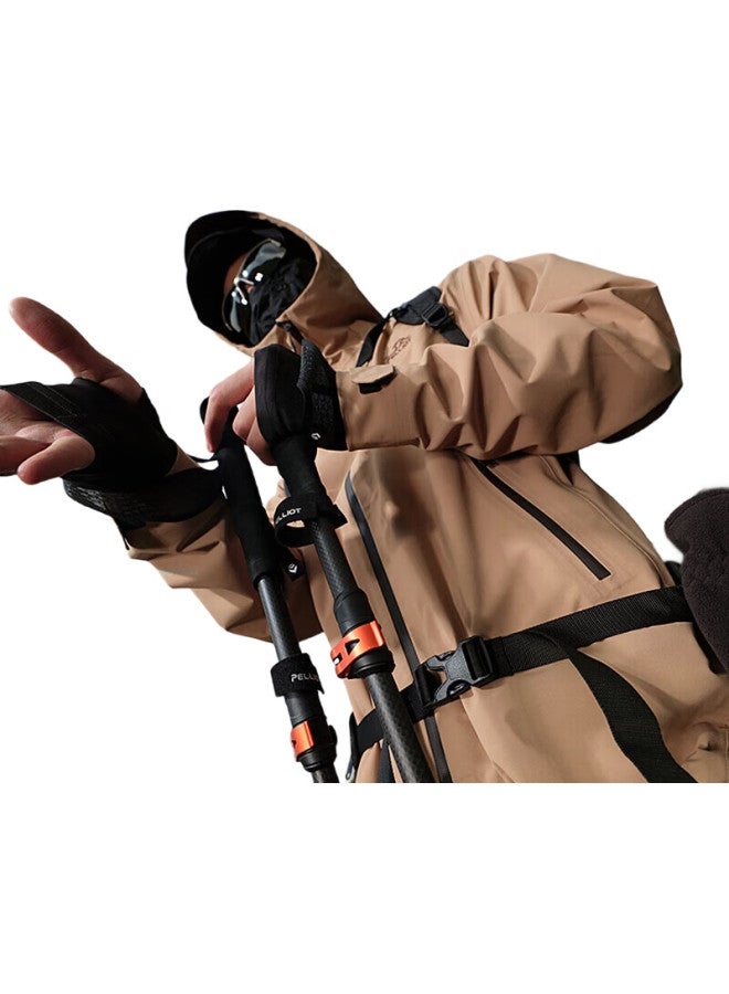 PELLIOT [Yuyi] Outdoor 3K Carbon Fiber Trekking Pole, Carbon Folding Ultra-Light Hiking Mountain Climbing Cane, 16403644 Black - Image 1