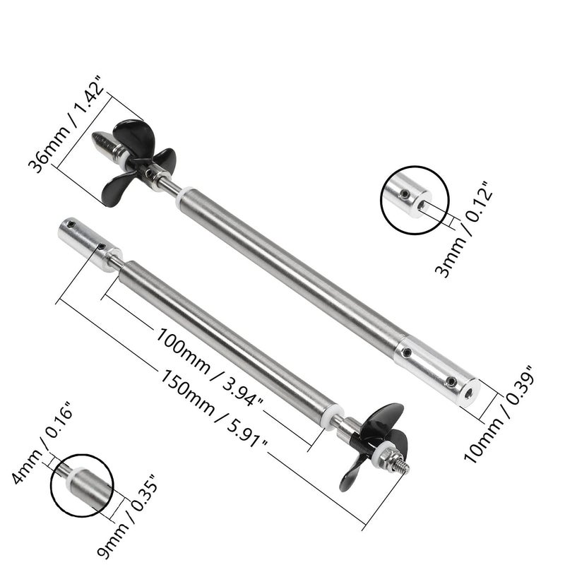 Fielect 4mm Drive Shaft w Propeller and Universal Joint for RC Boat  L150mm Shaft  L100mm Sleeve  D36mm Propeller  Fit for 3mm Motor Shaft - Image 2