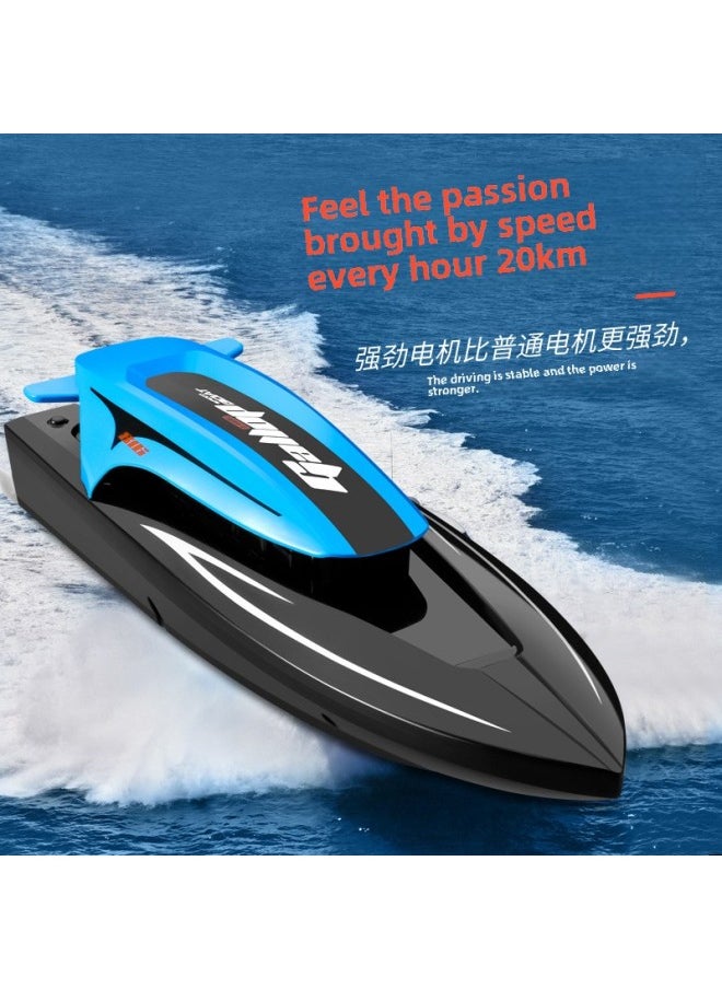 Generic - High-Speed Remote Control Boat Charging Electric Waterproof Speedboat Yacht 2.4g Children's Racing Boat Water Ship Toy With Light-Color:816 Blue/three Batteries/full Set Weight 496g - Image 1