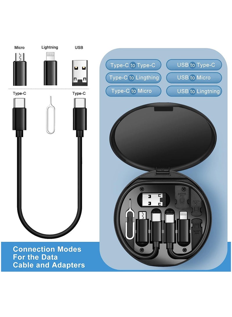 FIRST PRO - Multi Charging Cable Adapter Kit,USB C to Micro USB/Lightning/USB A Cable Convertor Adapter Kit Can Use as Phone Holder(Black) - Image 1