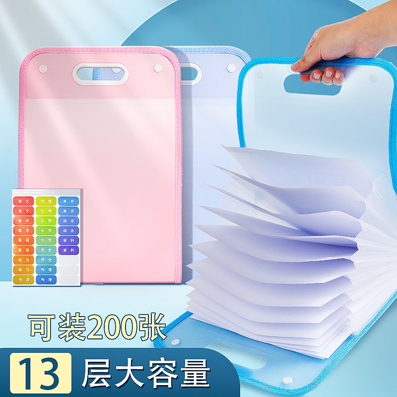 File Bag Multi-Layer Folder Student Learning Storage Artifact Large Capacity Book Clip Classification Test Paper Clip Organ Bag - Image 2