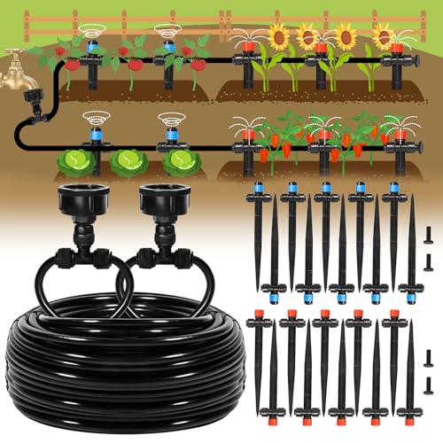 Eledom 110FT QuickConnect Drip Irrigation Kit Garden Watering System DIY Automatic Irrigation Equipment Set for Lawn Raised Bed Greenhouse Plant Watering with 14 Tubing Drip Emitters Connectors - Image 1