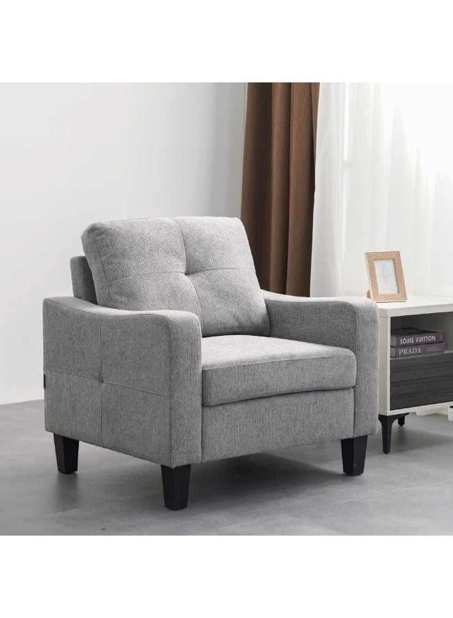 DANUBE HOME Supreme 1 Seater Fabric Sofa Armchair Modern Design Single Seater Accent Chair Comfortable Living Room Furniture L91Xw80Xh88Cm - Grey - Image 1