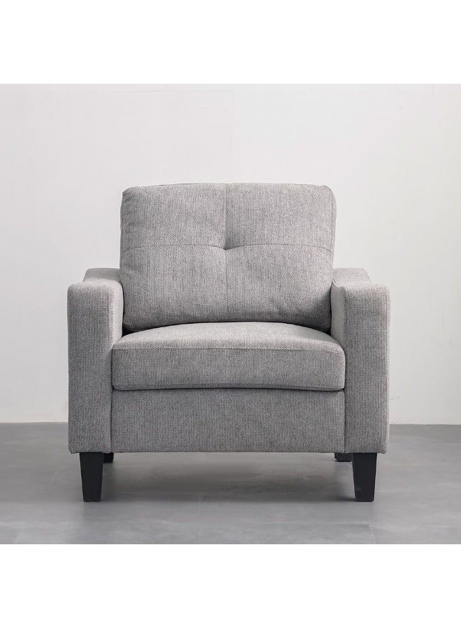 DANUBE HOME Supreme 1 Seater Fabric Sofa Armchair Modern Design Single Seater Accent Chair Comfortable Living Room Furniture L91Xw80Xh88Cm - Grey - Image 4