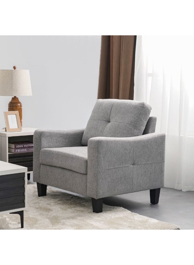 DANUBE HOME Supreme 1 Seater Fabric Sofa Armchair Modern Design Single Seater Accent Chair Comfortable Living Room Furniture L91Xw80Xh88Cm - Grey - Image 5
