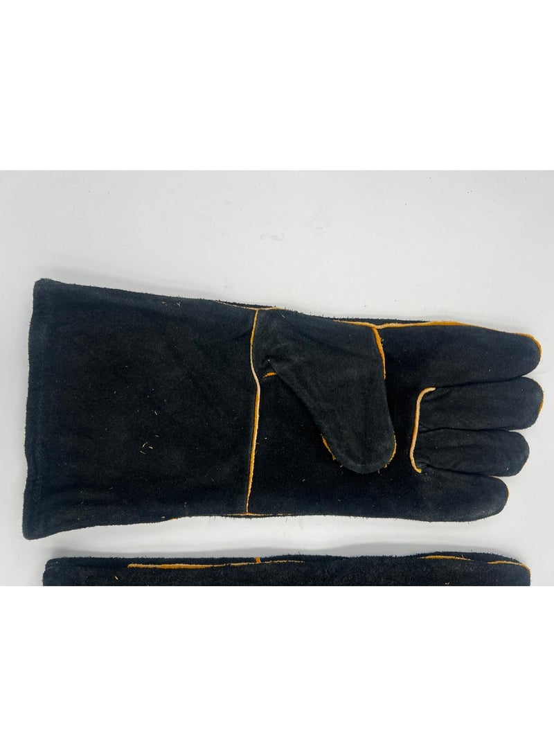 Leather Welding Gloves Black - Image 3