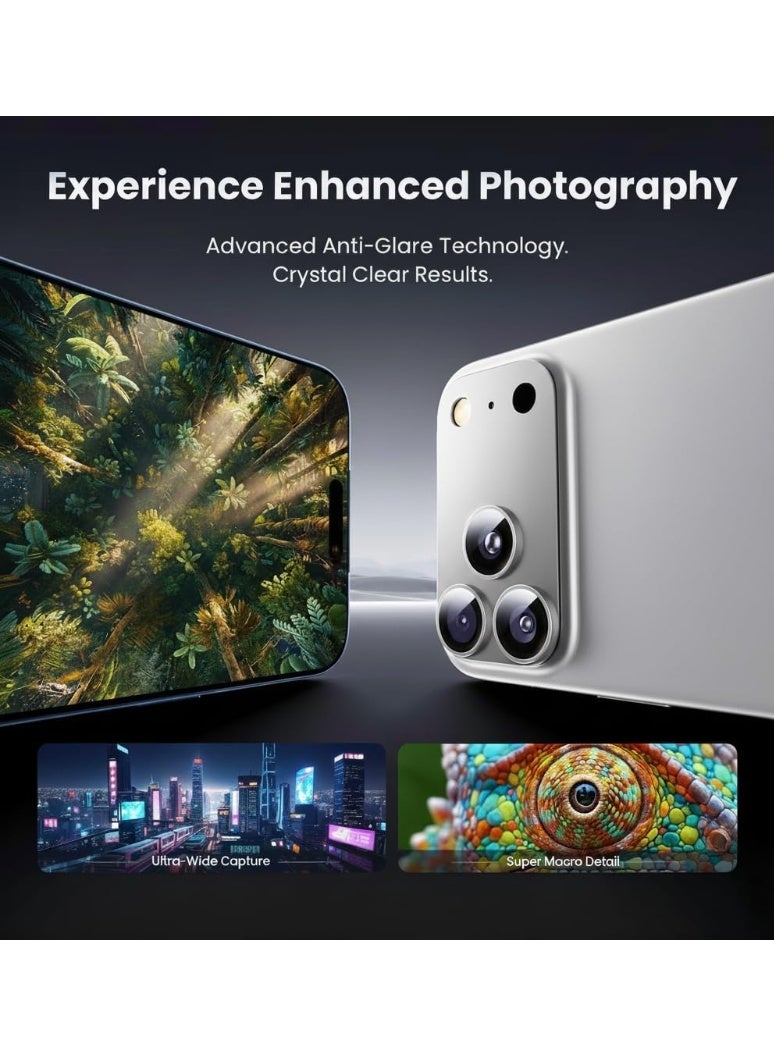 ACLIX Camera Lens Protector for iPhone 17 Pro Max, Full Coverage 9H Tempered Glass Ring Cover, Matte Metal Plate, Case Friendly, 6.5-Inch Display, 1-Pack (Silver) - Image 3